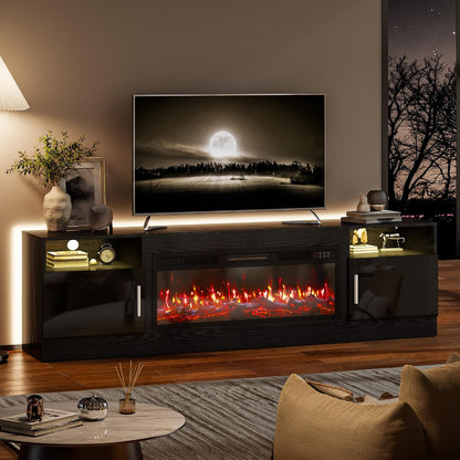 70-Inch Fireplace TV Stand – Black
