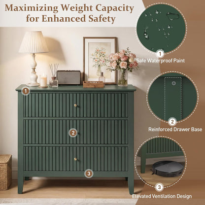 Fluted Oversized Nightstand – Green