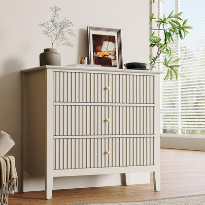 Fluted Oversized Nightstand – Beige – Single