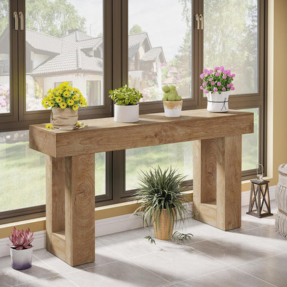 63-Inch Farmhouse Console Table – Natural