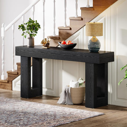 63-Inch Farmhouse Console Table – Black