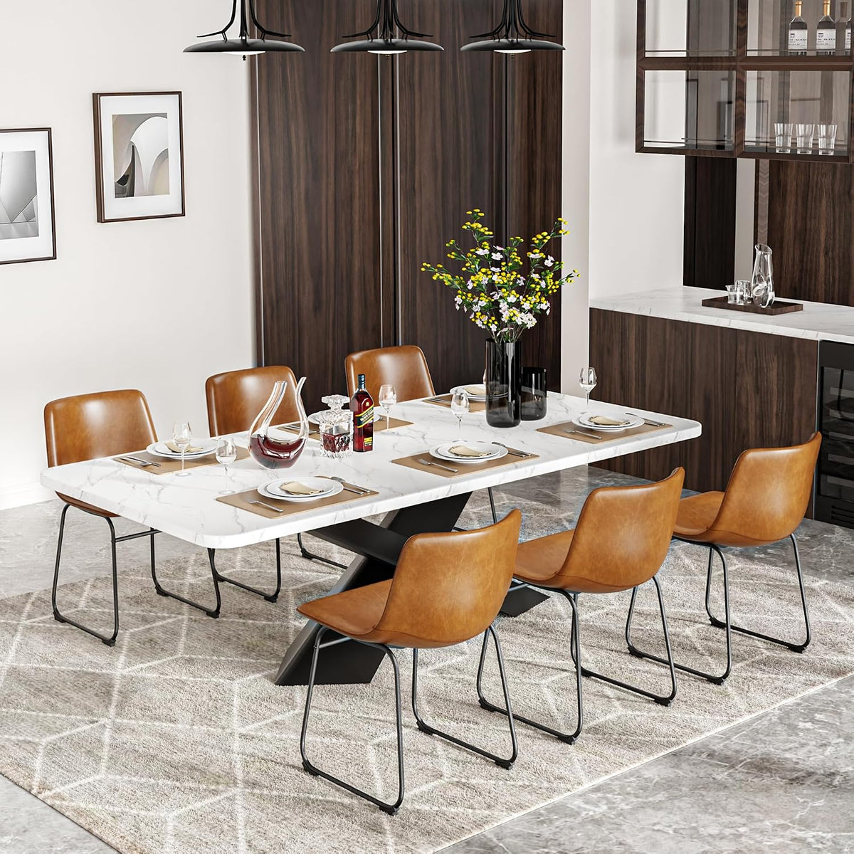 PU Leather Dining Chairs – Brown