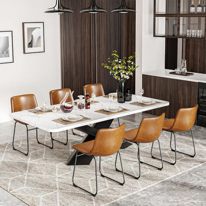 PU Leather Dining Chairs – Brown