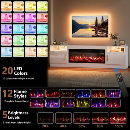 70-Inch Fireplace TV Stand – White