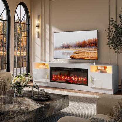 70-Inch Fireplace TV Stand – White