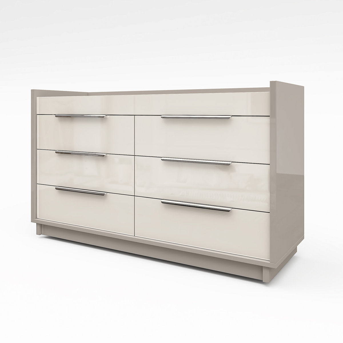 Two-Tone Modern High-Gloss 8 Drawer Dresser