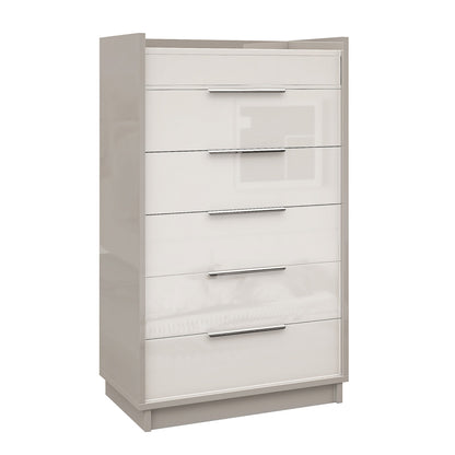 Two-Tone High-Gloss 6 Drawer Dresser Chest