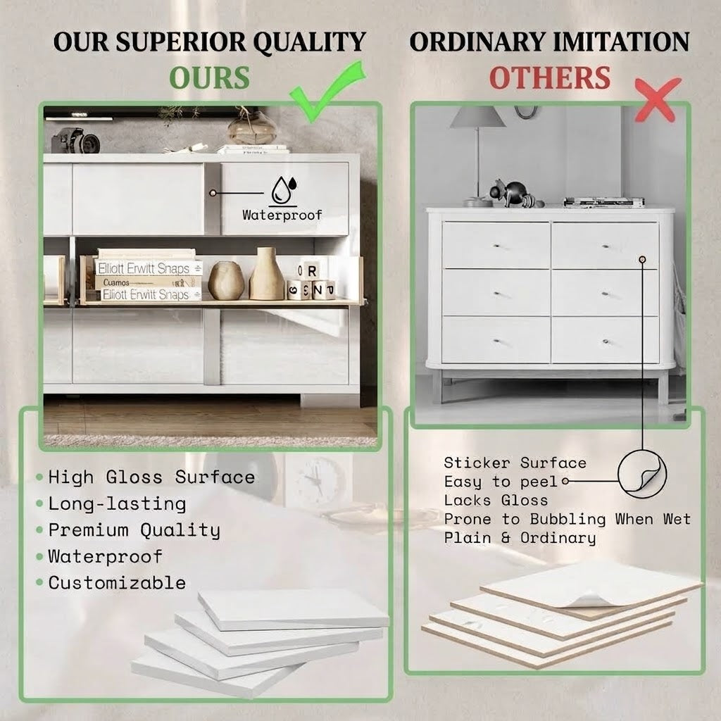 54-inch White High-Gloss Modern 6-Drawer Dresser & Storage Chest for Bedroom, view 8