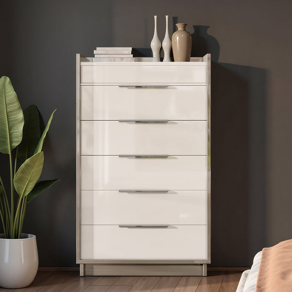 Two-Tone High-Gloss 6 Drawer Dresser Chest