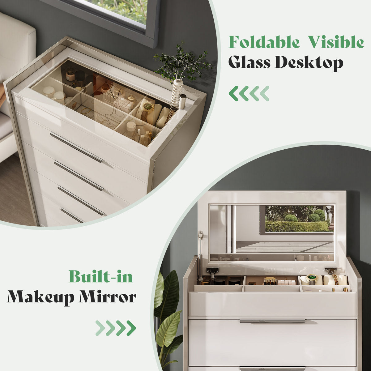 Two-Tone High-Gloss 6 Drawer Dresser Chest