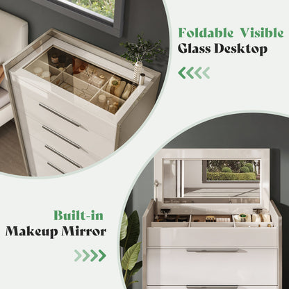 Two-Tone High-Gloss 6 Drawer Dresser Chest