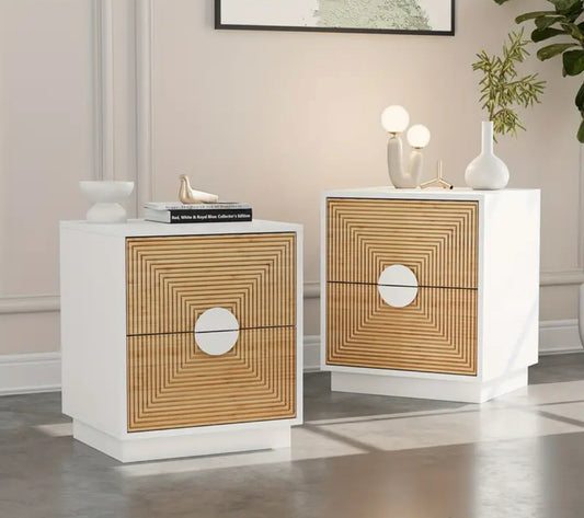 White 2 Drawer Nightstand Set
