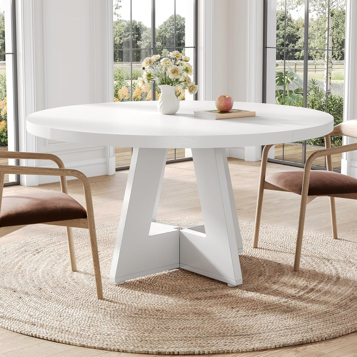47-Inch Round Dining Table – White