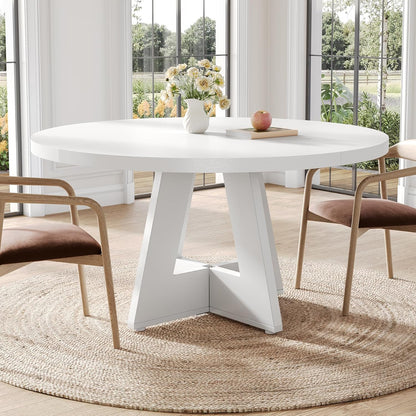 47-Inch Round Dining Table – White