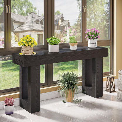 63-Inch Farmhouse Console Table – Black