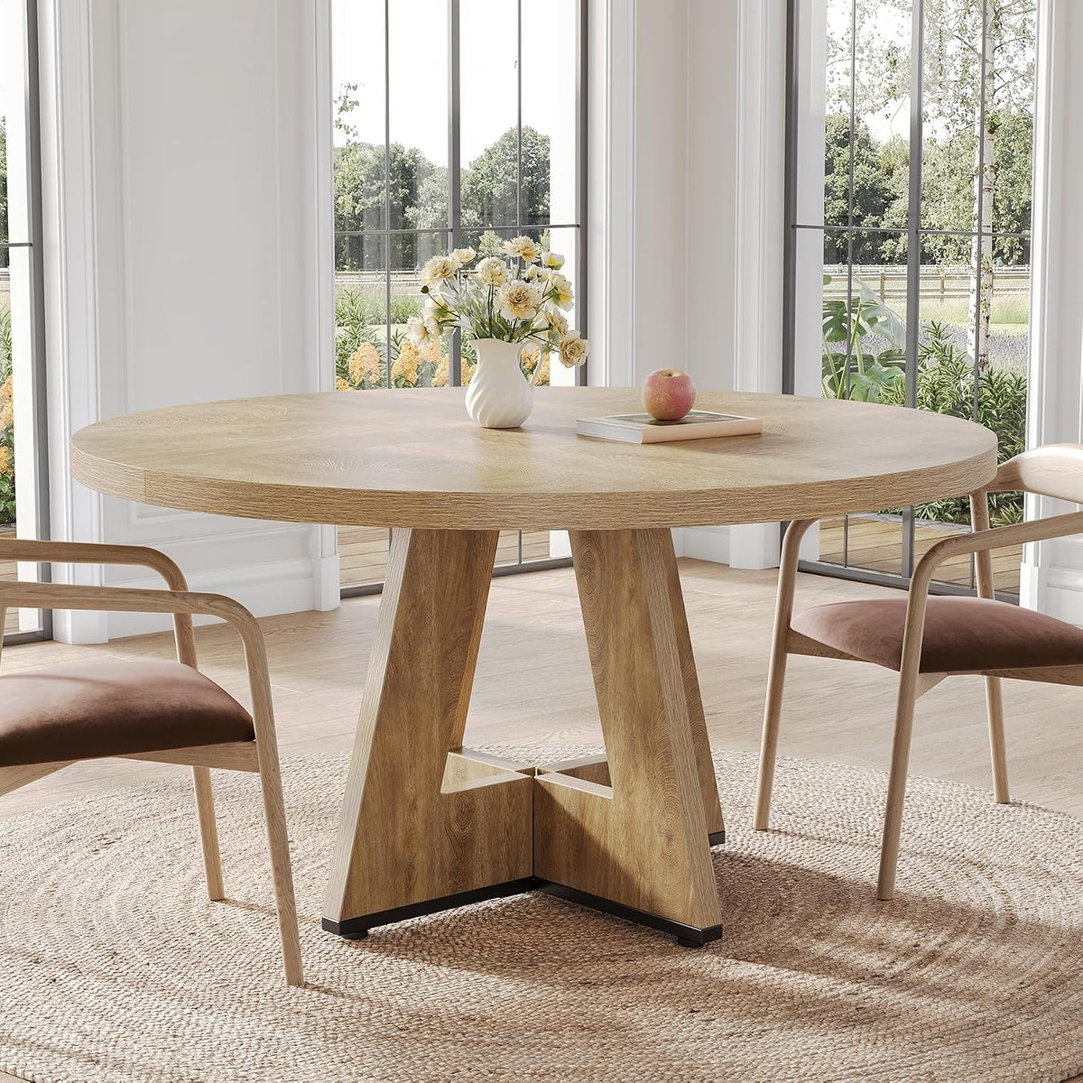 47-Inch Round Dining Table – Oak
