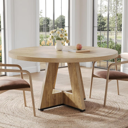 47-Inch Round Dining Table – Oak