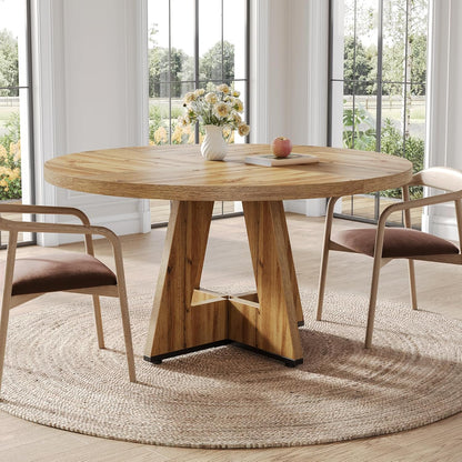47-Inch Round Dining Table – Light Brown