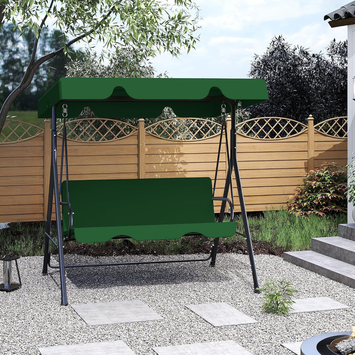 3-Seat Patio Swing with Canopy – Green