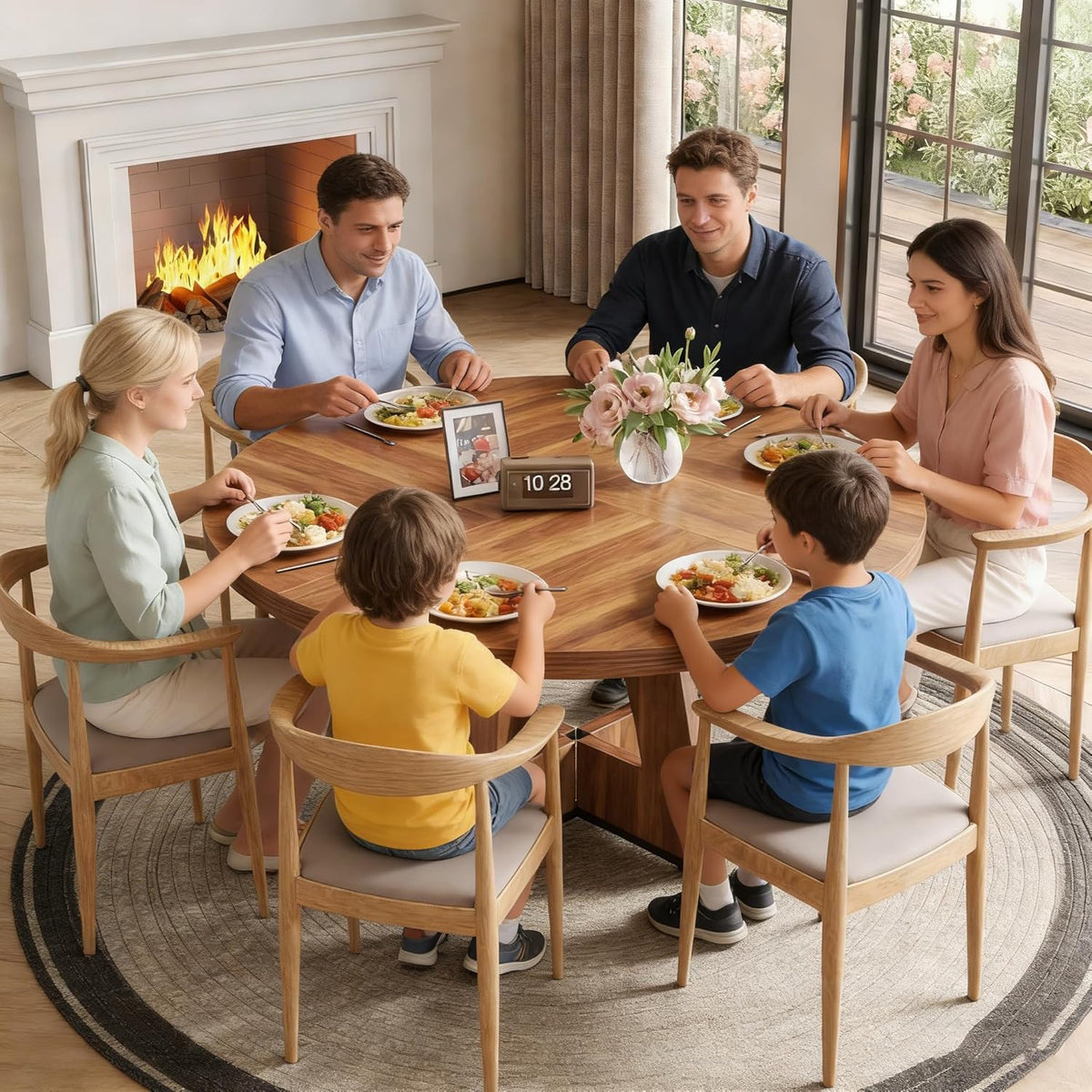 47-Inch Round Dining Table – Brown