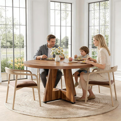 47-Inch Round Dining Table – Brown