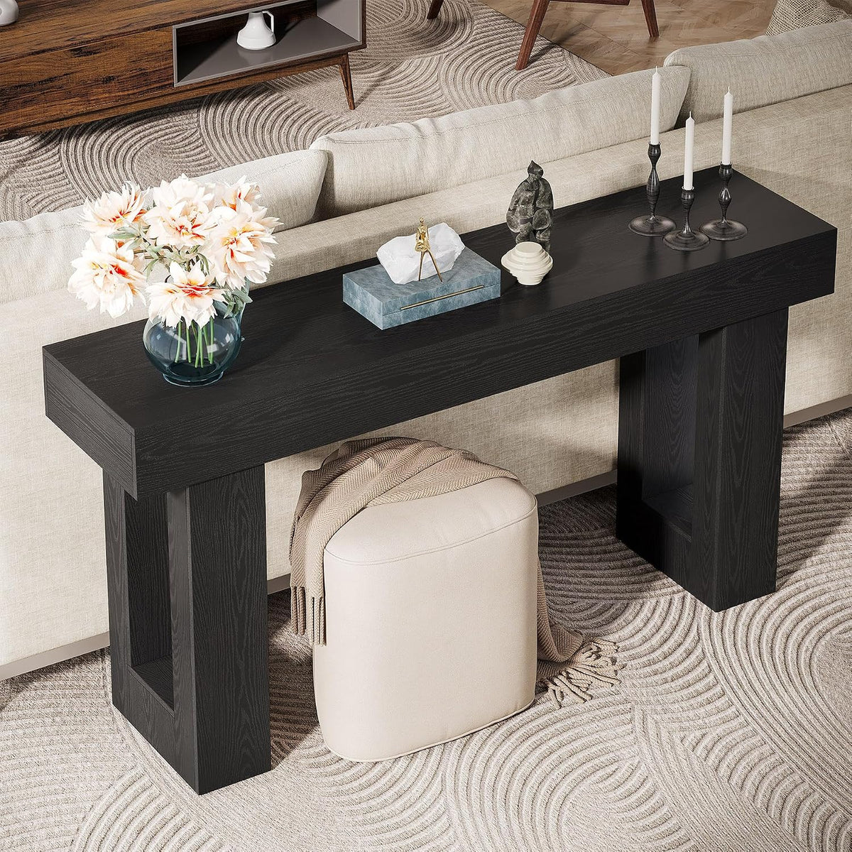 63-Inch Farmhouse Console Table – Black