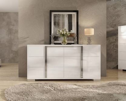 54-inch White High-Gloss Modern 6-Drawer Dresser & Storage Chest for Bedroom