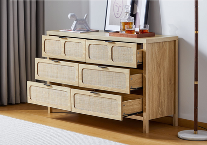 Modern Rattan 6 Drawer Dresser - view 6