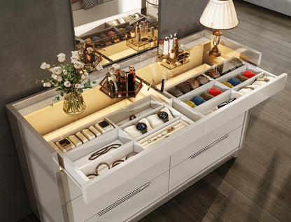 Two-Tone Modern High-Gloss 8 Drawer Dresser