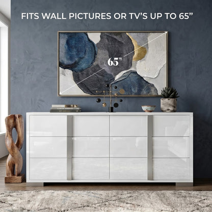 54-inch White High-Gloss Modern 6-Drawer Dresser & Storage Chest for Bedroom, view 5