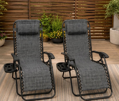 Adjustable Zero Gravity Recliner Chairs Set of 2 for Outdoor Patio & Poolside