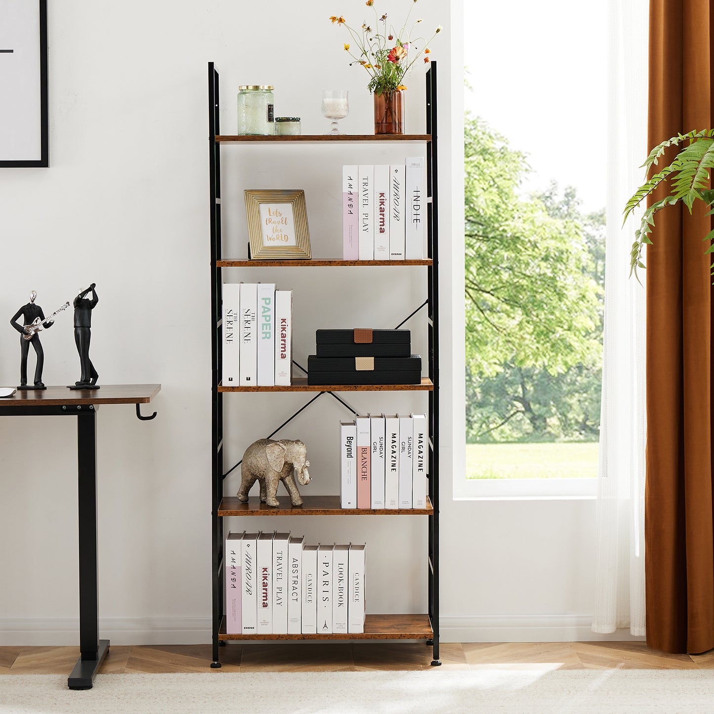 5-Tier Bookshelf — Modern Display & Storage Rack