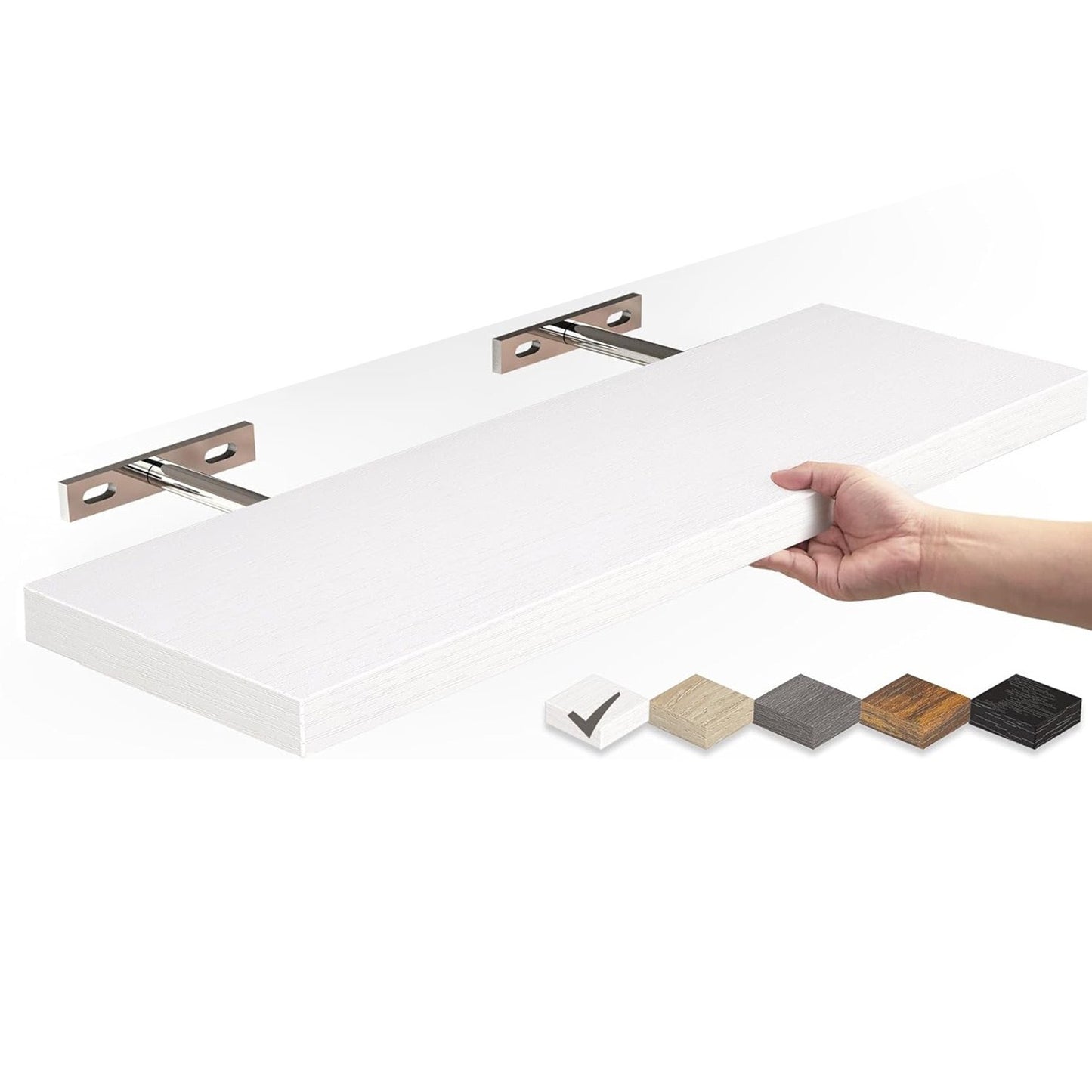 Solid Wood Floating Wall Shelf — Rustic Storage Display