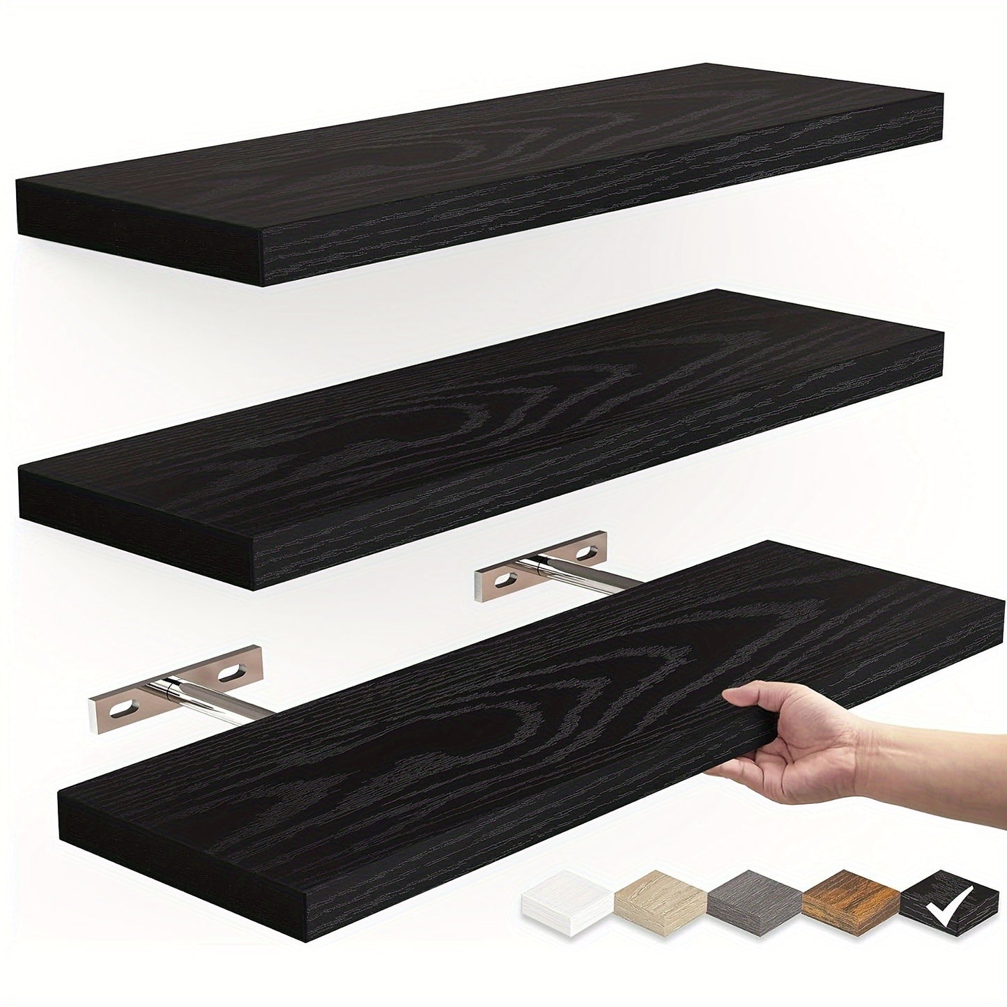 Solid Wood Floating Wall Shelf — Rustic Storage Display