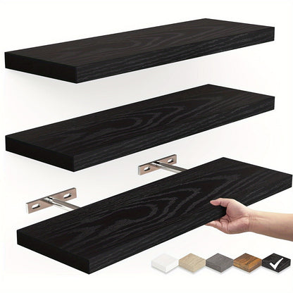 Solid Wood Floating Wall Shelf — Rustic Storage Display